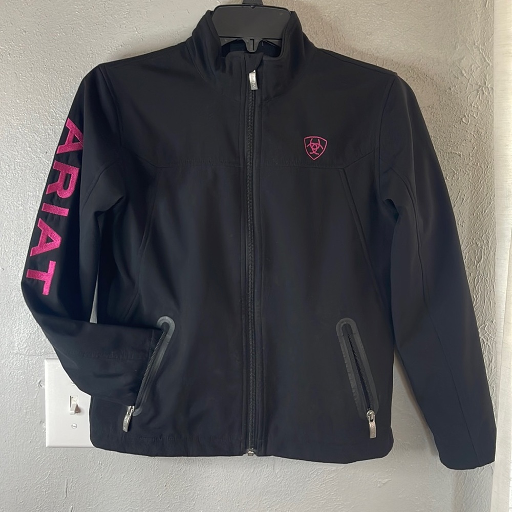 Girls Black Ariat Soft Shell Jacket, Sz M/10